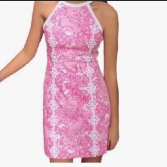 Lilly Pulitzer She’s a Fox Pearl Shift Dress Pink floral Print Size 8 - Picture 1 of 13